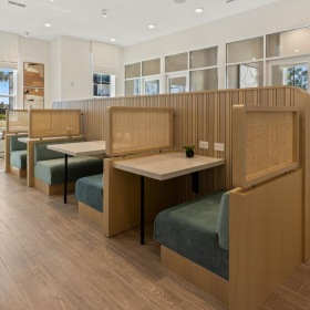 Enjoy our resident-only features co-work area with booths and work rooms