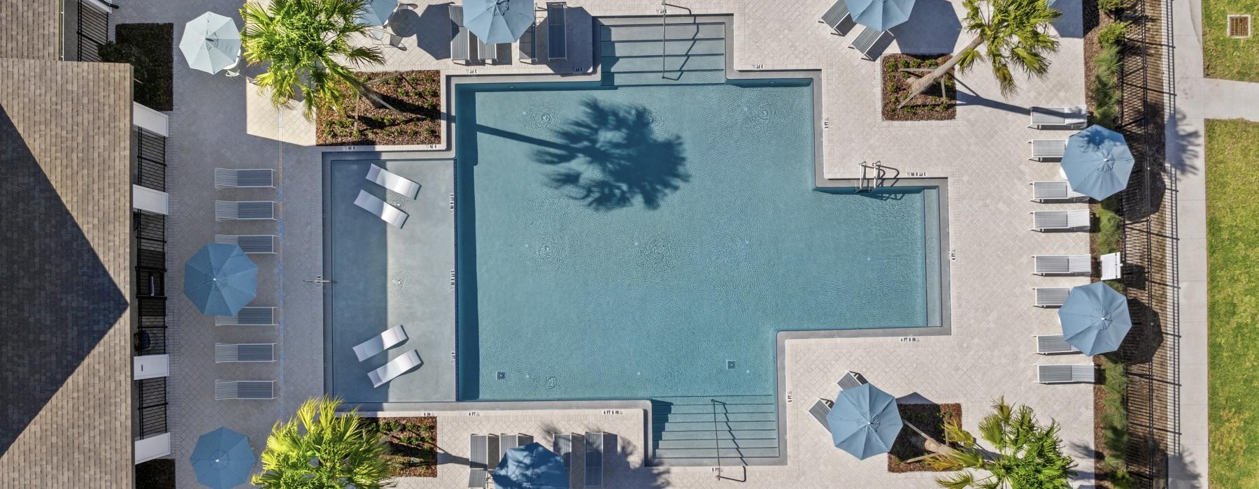 aerial view of swimming pool