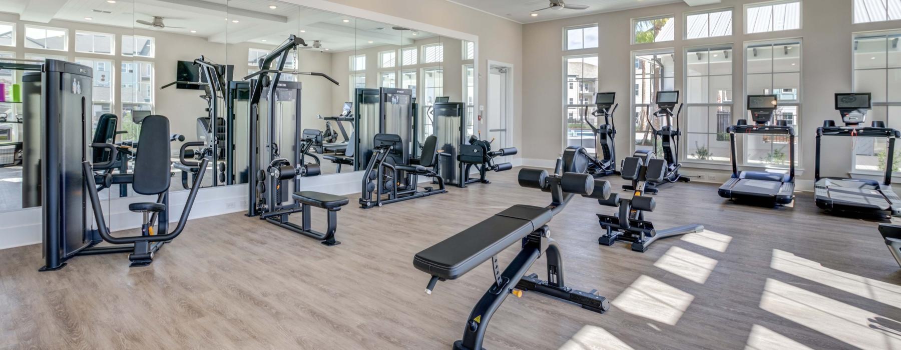 a gym with exercise equipment